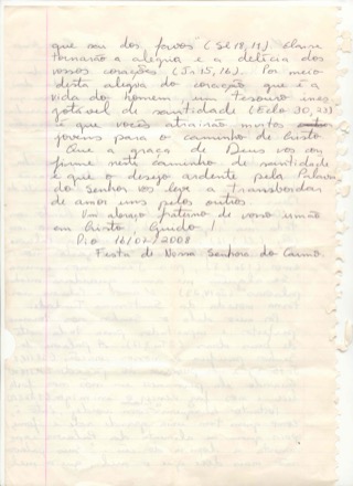 Verso da carta aos jovens Verso da carta aos jovens