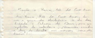 Manuscrito da oração da Mãe do puro amor Manuscrito da oração da Mãe do puro amor