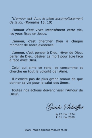 Texto em francês: Todas as nossas ações devem visar o Amor de Deus Texto em francês: Todas as nossas ações devem visar o Amor de Deus